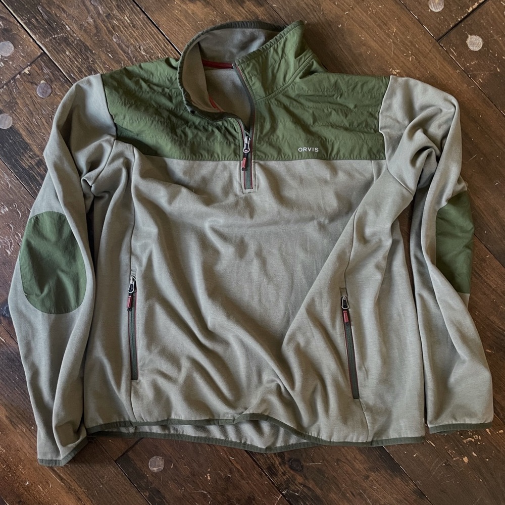 Orvis mixed media quarter zip sweatshirt- Xl